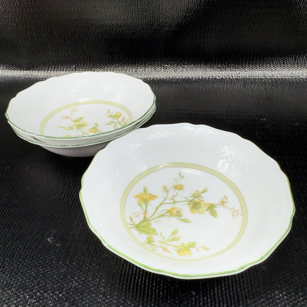 AK Kaiser Germany Porcelain‎ Dish Bowl 5inch Bowls Dishes Yellow Flowers Set 3